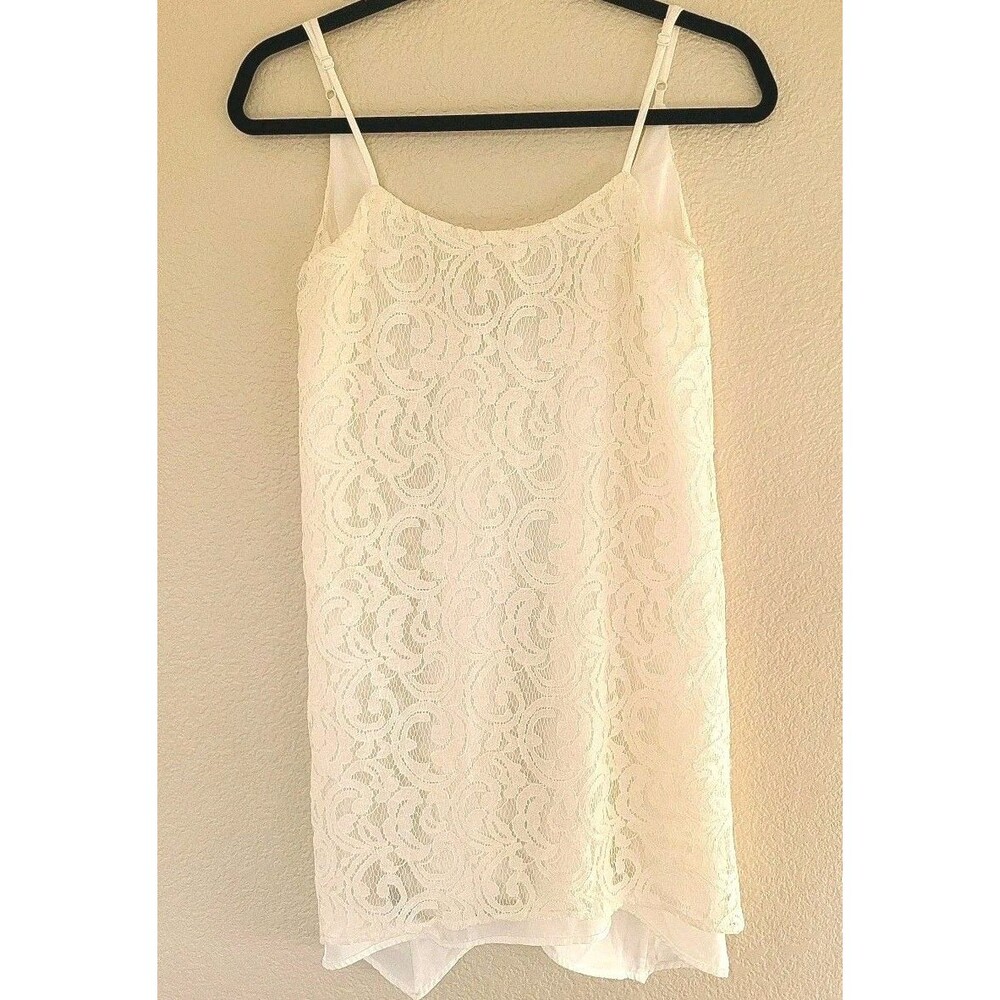 BCBG Generation Dress Womens XS Beige Lace Spaghetti Strap Assymetrical Swiftie